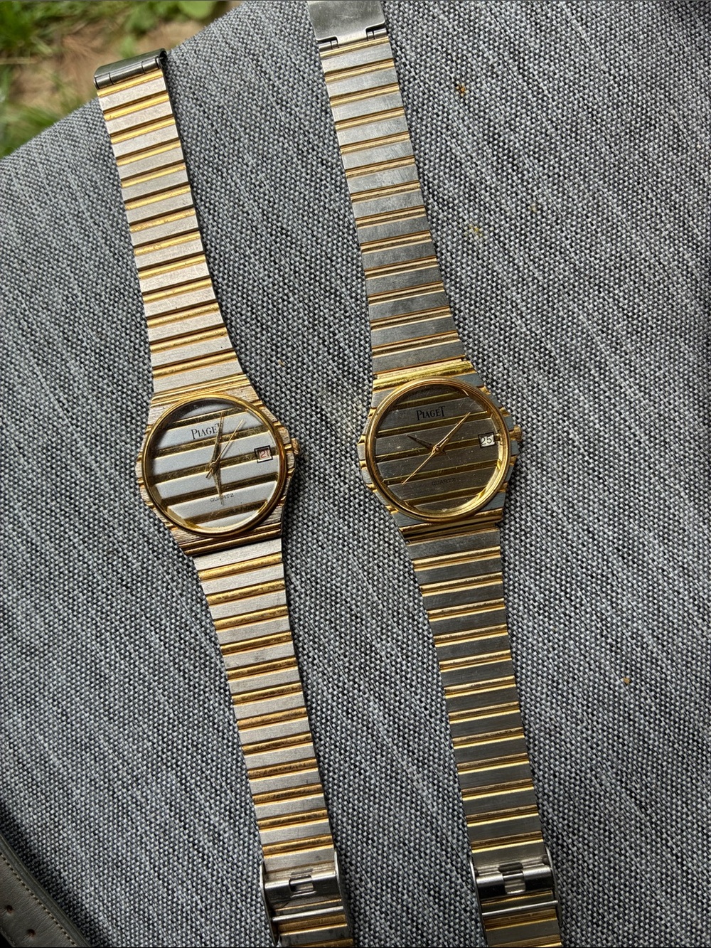 Piaget Two-Tone Gold and Silver Slim Bracelet Watch Lot of 2 for repair!